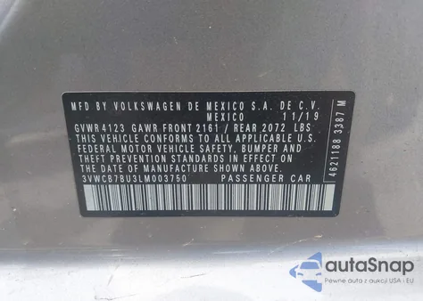 2020 Volkswagen Jetta 1.4T R-Line/1.4T S/1.4T Se from USA, damaged, VIN 3VWCB7BU3LM003750